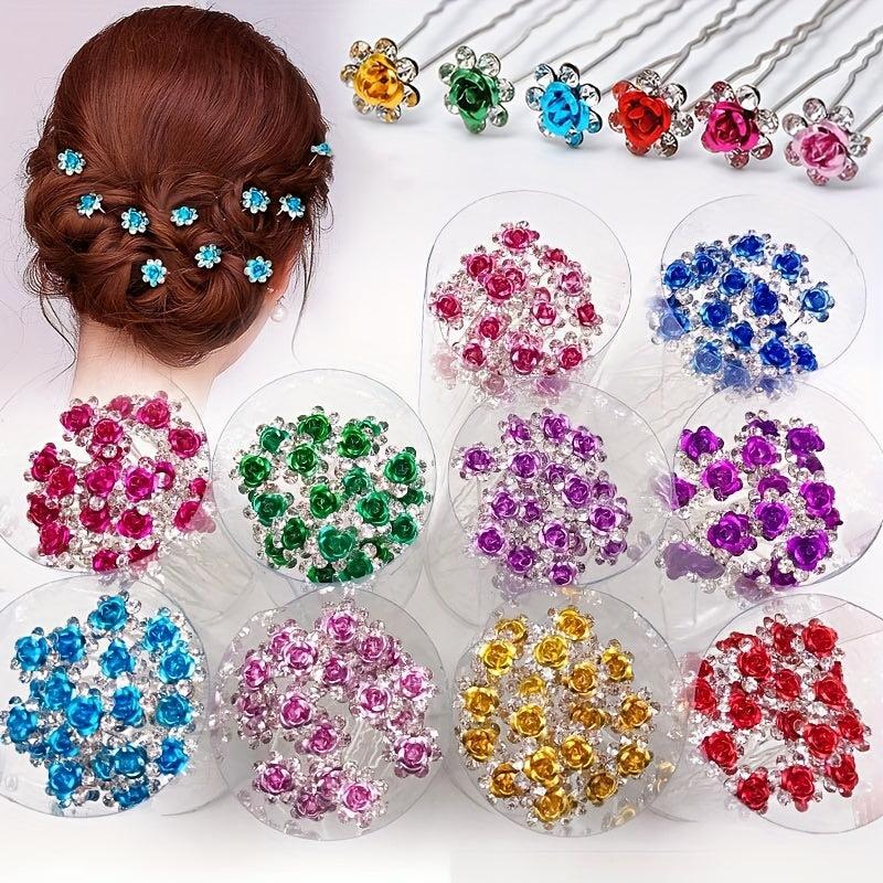 20pcs Crystal Flower Hairpins Wedding Hair Decor Clips