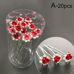 20pcs Crystal Flower Hairpins Wedding Hair Decor Clips