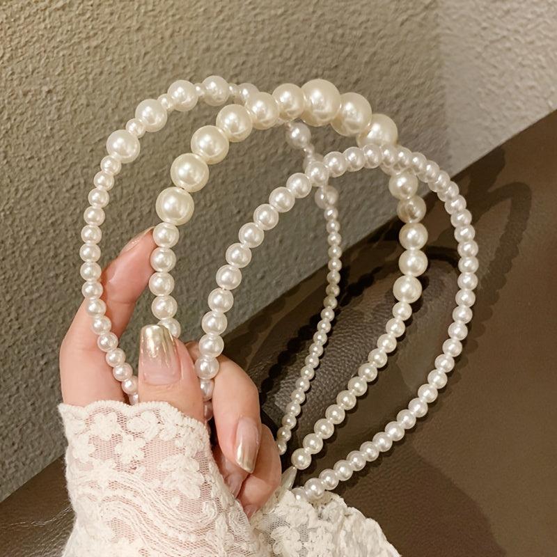 3pcs Faux Pearl Headband Hair Accessories for Wedding Party