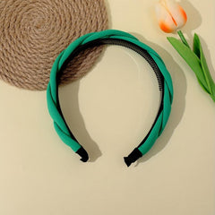 Green Braided Fabric Headband Twisted Padded Hairband for Woman