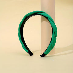 Green Braided Fabric Headband Twisted Padded Hairband for Woman