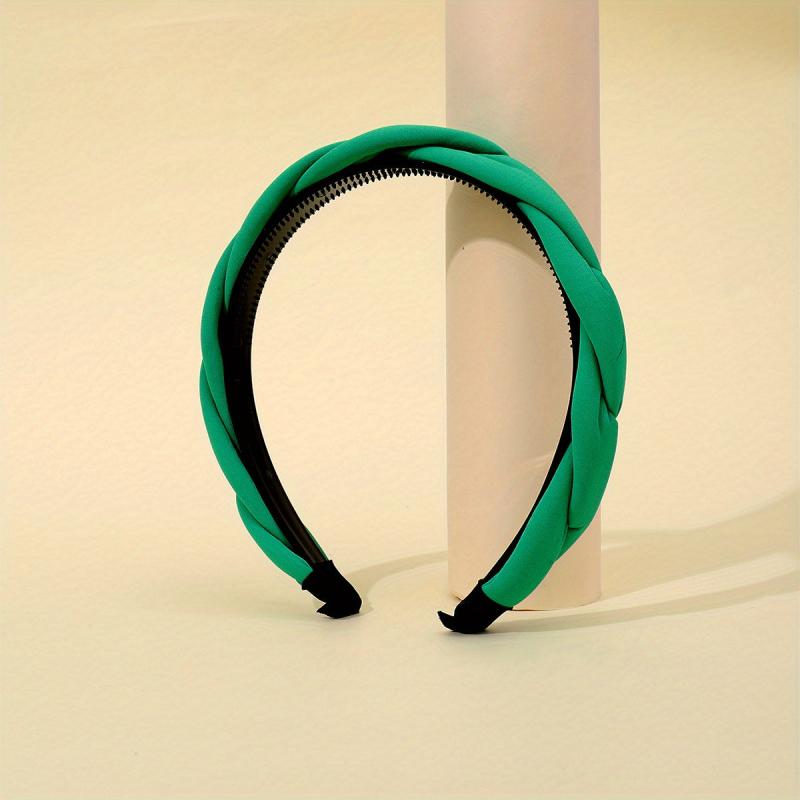 Green Braided Fabric Headband Twisted Padded Hairband for Woman