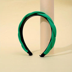 Green Braided Fabric Headband Twisted Padded Hairband for Woman