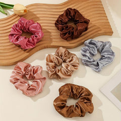 6pcs Solid Color Scrunchies Hair Tie Elastic Ponytail Holder Accessories