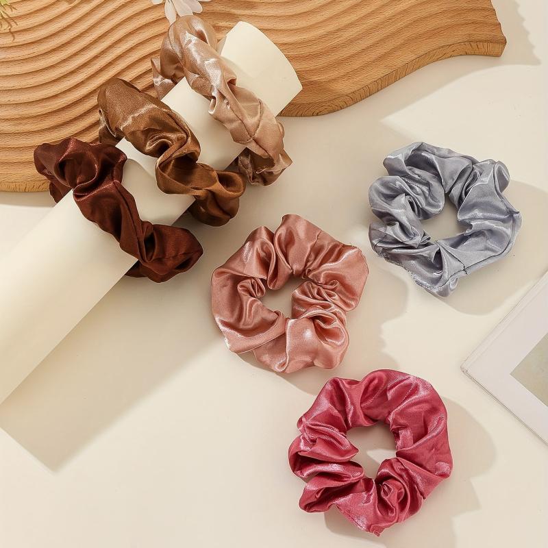 6pcs Solid Color Scrunchies Hair Tie Elastic Ponytail Holder Accessories