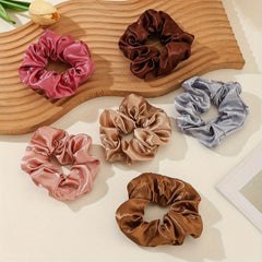6pcs Solid Color Scrunchies Hair Tie Elastic Ponytail Holder Accessories
