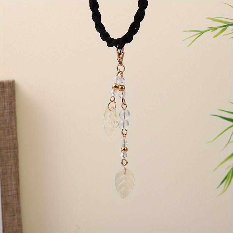 Chinese Hair Tie Leaf Beads Tassel Hair Ring Elastic Hair Accessories