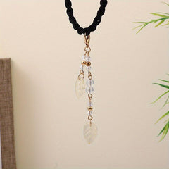 Chinese Hair Tie Leaf Beads Tassel Hair Ring Elastic Hair Accessories