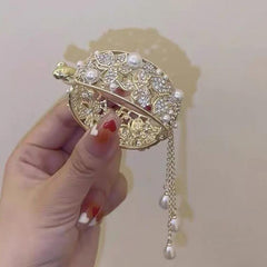 Faux Pearl Rhinestone Flower Hair Clips for Women