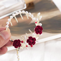 Faux Pearl Rhinestone Flower Hair Clips for Women