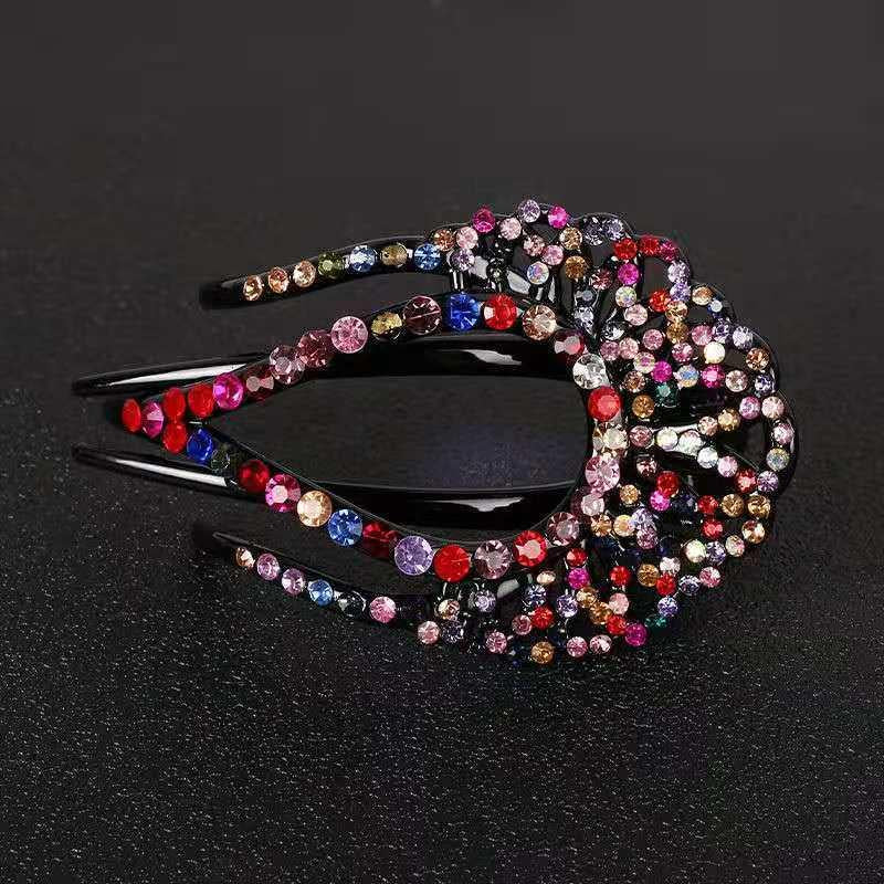 Colorful Rhinestone Flower Hair Claw Clip Retro Strong Grip Hair Jaw Clip