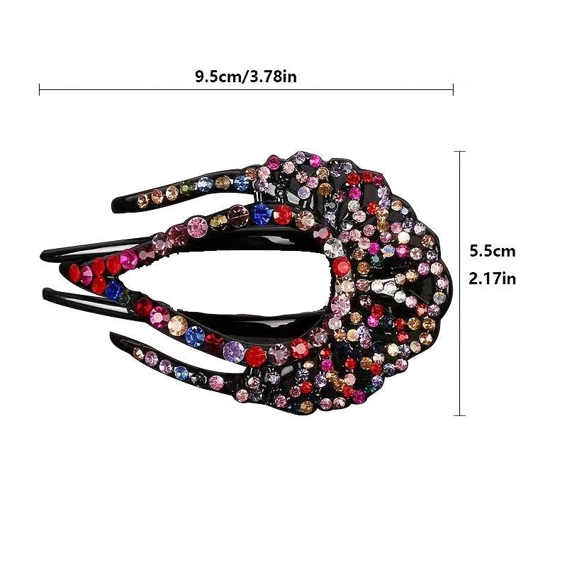 Colorful Rhinestone Flower Hair Claw Clip Retro Strong Grip Hair Jaw Clip