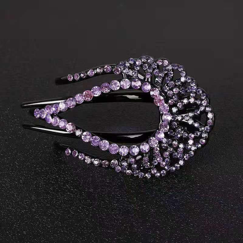 Colorful Rhinestone Flower Hair Claw Clip Retro Strong Grip Hair Jaw Clip