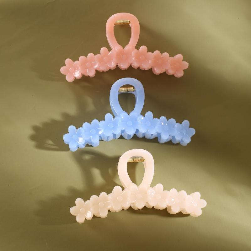 2 Floral Hair Clips for Women, Large Flower Hair Accessory