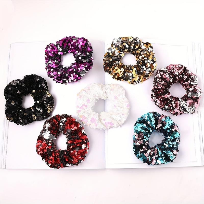 Sequin Hair Tie Scrunchie Ponytail Holder Elastic Hair Rope