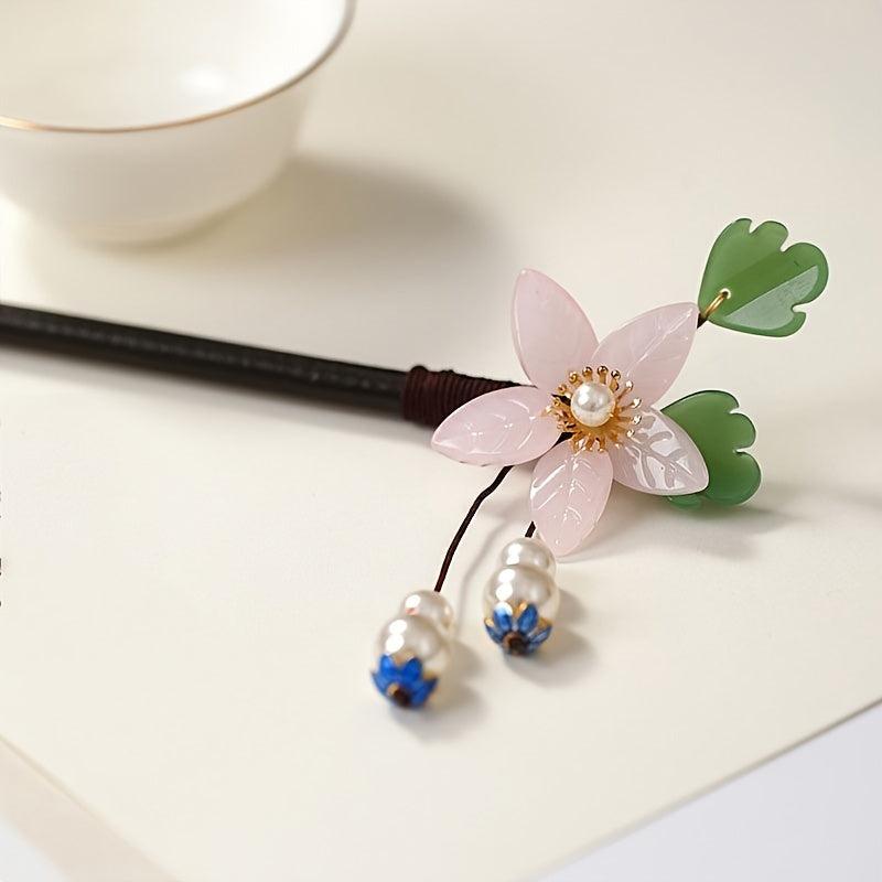 Vintage Hanfu Chignon Hairpin Faux Pearl Metal Hairpin