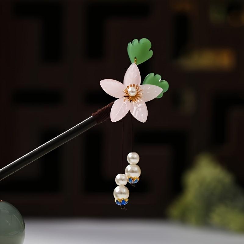 Vintage Hanfu Chignon Hairpin Faux Pearl Metal Hairpin