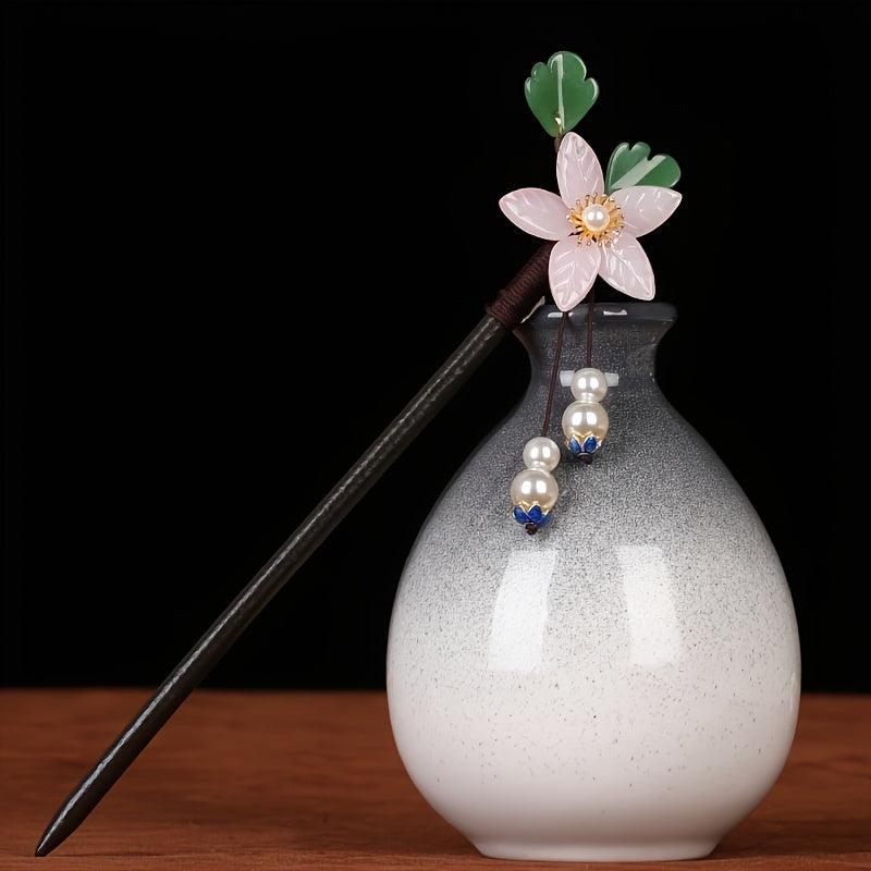 Vintage Hanfu Chignon Hairpin Faux Pearl Metal Hairpin