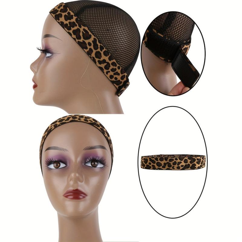 2pcs Leopard Pattern Wig Bands Adjustable Lace Melting Band Comfortable Headband