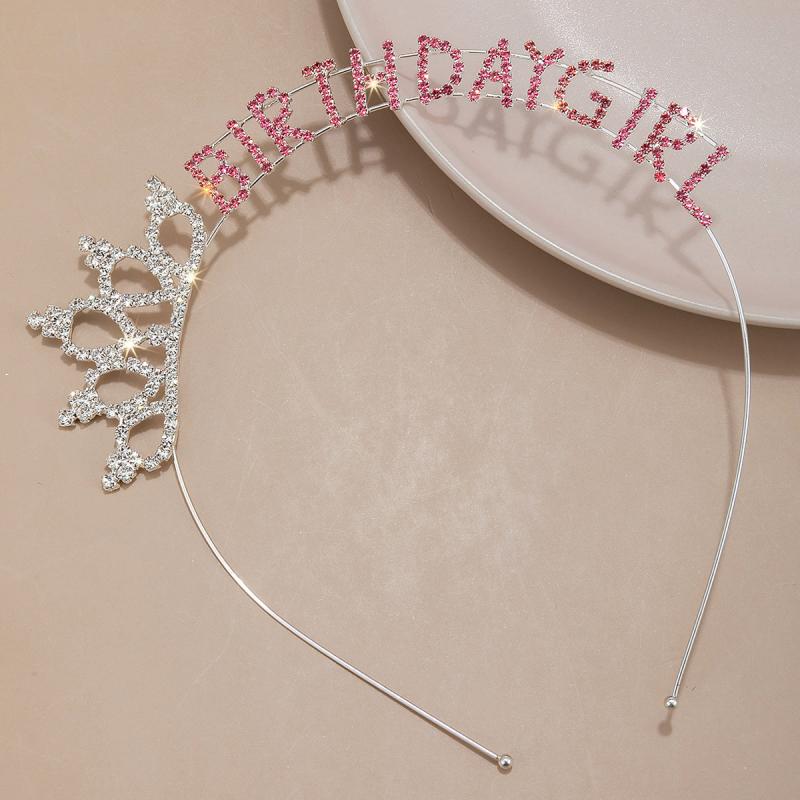 Pink Birthday Princess Tiara Rhinestone Happy Birthday Headband