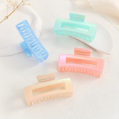 4pcs Candy Hair Claw Hollow Rectangle Shaped Hair Claw Style