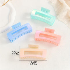 4pcs Candy Hair Claw Hollow Rectangle Shaped Hair Claw Style