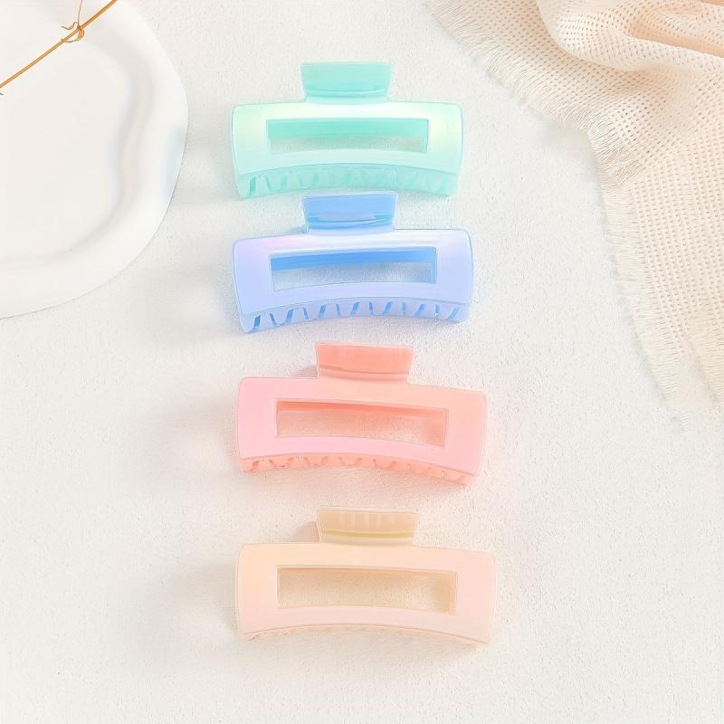 4pcs Candy Hair Claw Hollow Rectangle Shaped Hair Claw Style