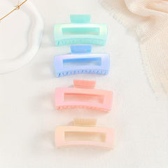 4pcs Candy Hair Claw Hollow Rectangle Shaped Hair Claw Style