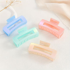 4pcs Candy Hair Claw Hollow Rectangle Shaped Hair Claw Style