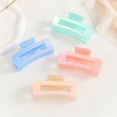4pcs Candy Hair Claw Hollow Rectangle Shaped Hair Claw Style