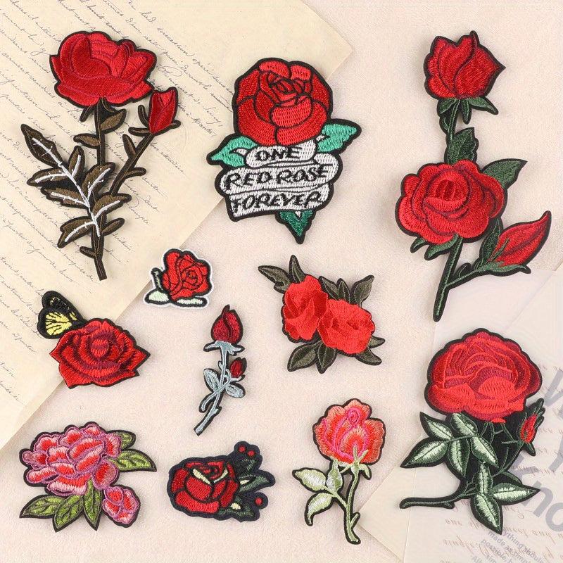 11pcs Rose Flower Embroidery Sticker Romantic DIY Patches
