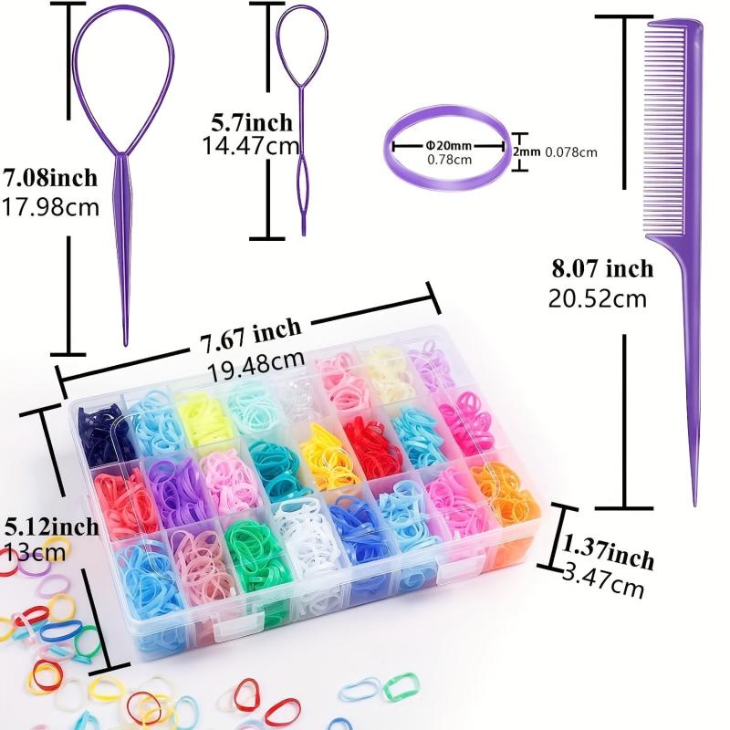 24 Colors Hair Styling Tools Set Elastic Ponytail Holder Hair Accessories
