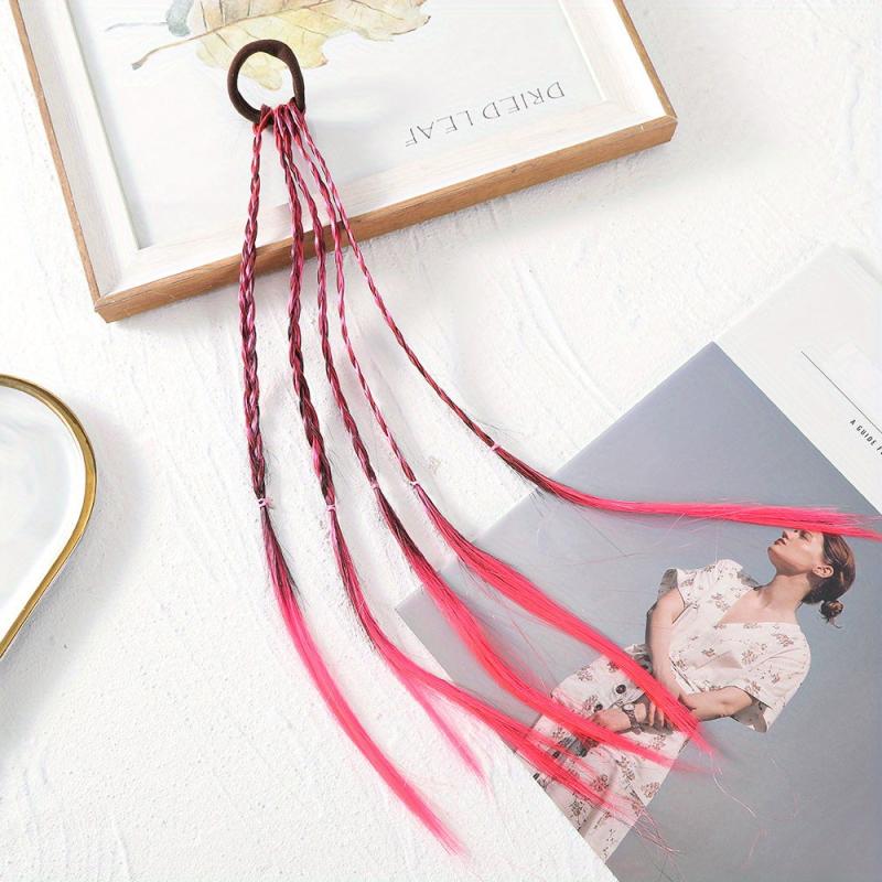Y2K Wig Braided Hair Tie Colorful Hair Rope Ponytail Holder