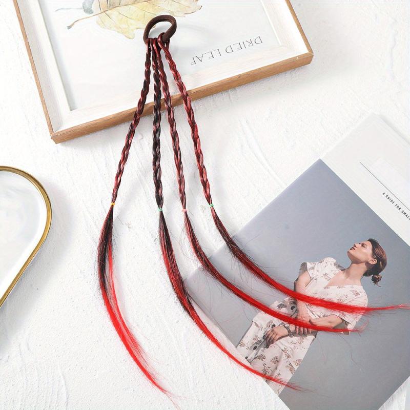 Y2K Wig Braided Hair Tie Colorful Hair Rope Ponytail Holder