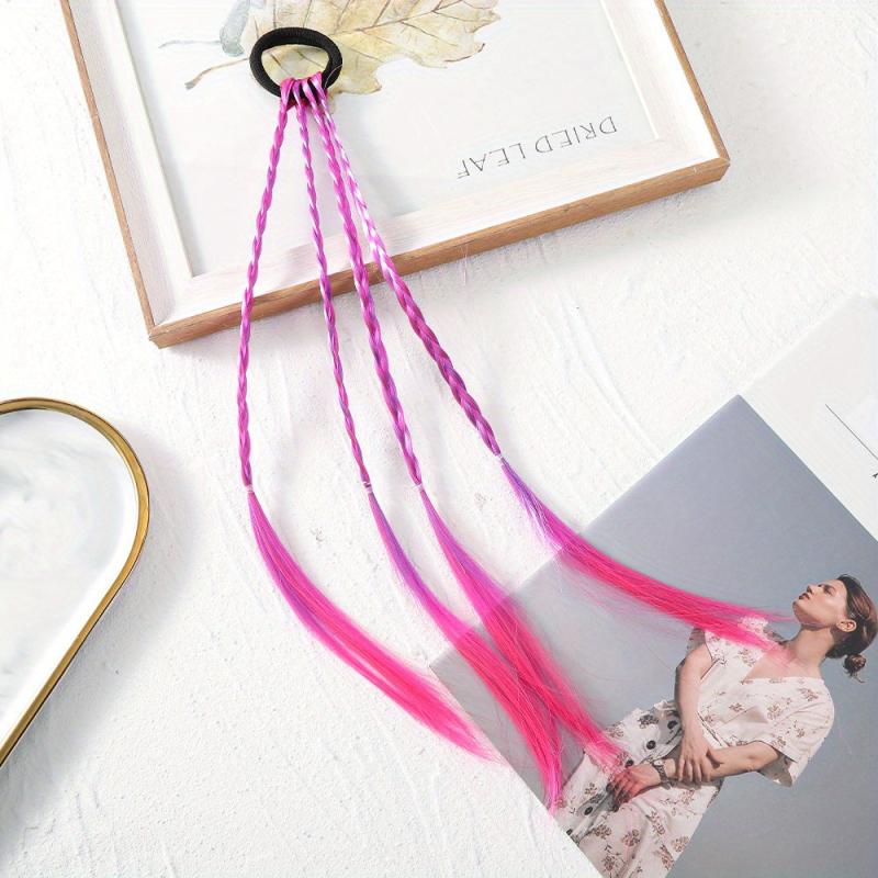 Y2K Wig Braided Hair Tie Colorful Hair Rope Ponytail Holder