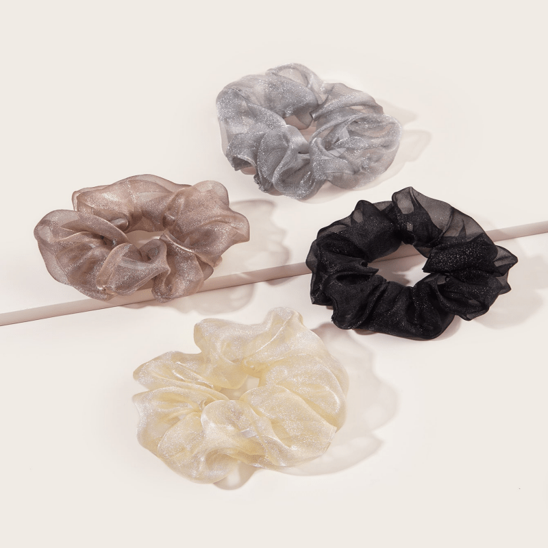 4pcs Glitter Organza Scrunchies Hair Rope Elastic Hair Accessories