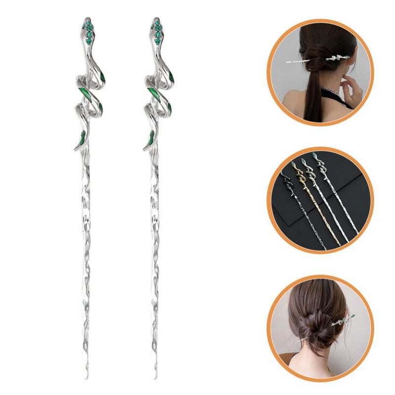 Snake Shape Hair Pin for Back Head Bun Updo Vintage Hair Accessory