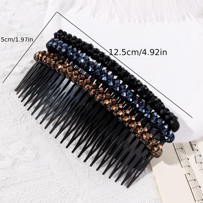 3pcs Crystal Rhinestone Hair Side Comb Set Braided Updo Hair Accessories