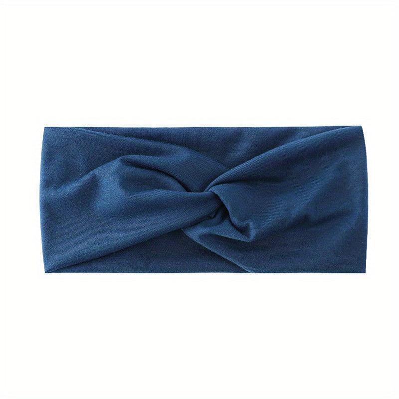Solid Elastic Sports Headband Wide Brim Knotted Sweat Absorbent Headband