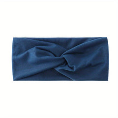 Solid Elastic Sports Headband Wide Brim Knotted Sweat Absorbent Headband