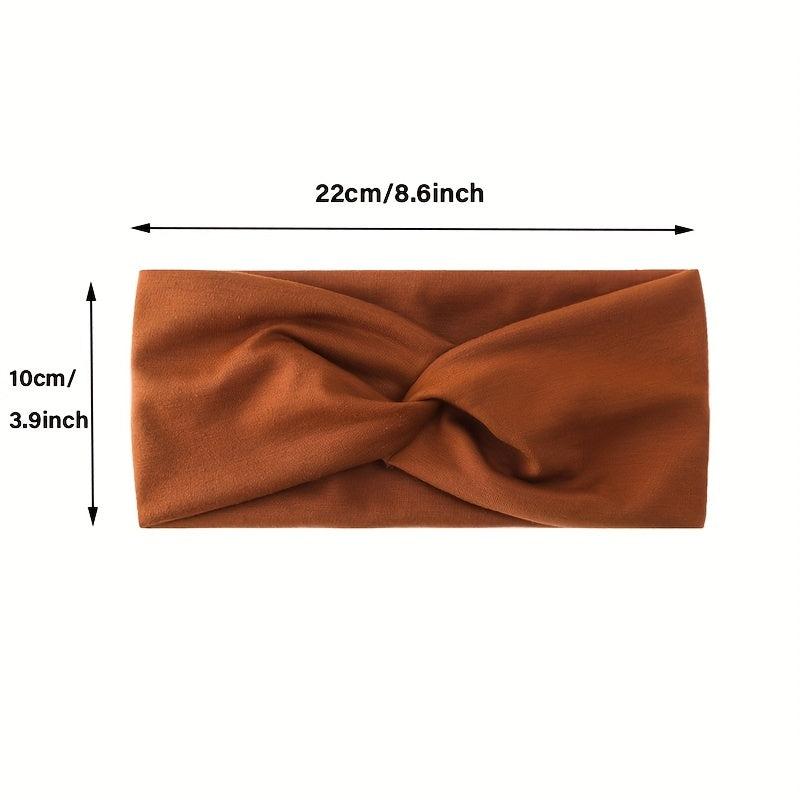 Solid Elastic Sports Headband Wide Brim Knotted Sweat Absorbent Headband