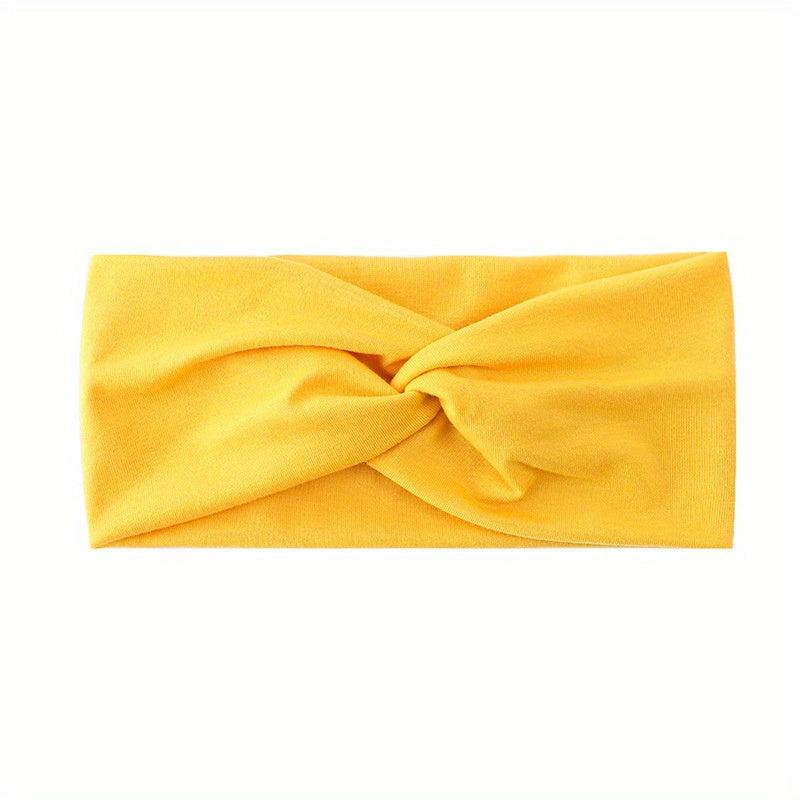 Solid Elastic Sports Headband Wide Brim Knotted Sweat Absorbent Headband