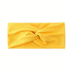 Solid Elastic Sports Headband Wide Brim Knotted Sweat Absorbent Headband