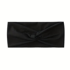 Solid Elastic Sports Headband Wide Brim Knotted Sweat Absorbent Headband