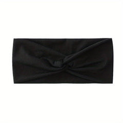 Solid Elastic Sports Headband Wide Brim Knotted Sweat Absorbent Headband