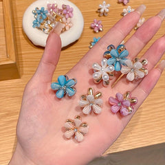 Princess Head Clip Set Faux Pearl Crystal Flower Bangs Clip