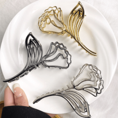 3pcs Flower Leaf Hair Claw Clip Hollow Ponytail Holder Hair Accessories