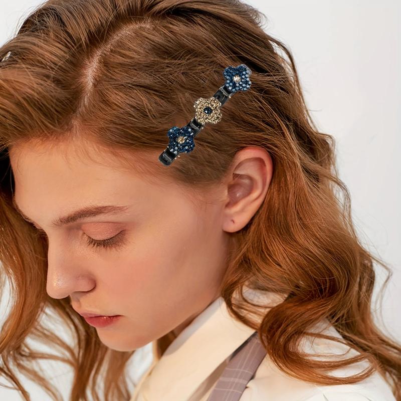 10Pcs Crystal Four Leaf Clover Hair Clips for Braids