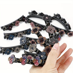 10Pcs Crystal Four Leaf Clover Hair Clips for Braids