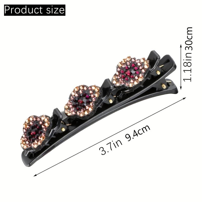 10Pcs Crystal Four Leaf Clover Hair Clips for Braids